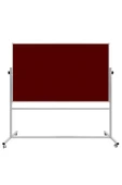 Panda 120X140 CM ÇİFT TARAFLI 360 DÖNERLİ TEKERKLİ MOBİL BORDO KUMAŞLI PANO-PAN187 - 1