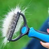 Plastik Saplı Metal Kedi Köpek Bakım Kıtık Tüy Topak Açıcı Tarak thumbnail 2