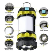 KE47703 LED Kamp Lambası Fener Işıldak 3000mAh Şarjlı ABS Gövde Masa Lambası Fonksiyonlu Güçlü Işık thumbnail 2