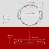 Lava Döküm Yuvarlak Saç Kavurma Tavası Döküm Demir Yekpare Çift Kulplu Kayın Servis Ahşabı Çap(Ø)20cm.-Bordo thumbnail 5