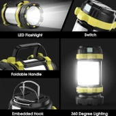 KE47703 LED Kamp Lambası Fener Işıldak 3000mAh Şarjlı ABS Gövde Masa Lambası Fonksiyonlu Güçlü Işık thumbnail 5