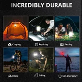 KE47703 LED Kamp Lambası Fener Işıldak 3000mAh Şarjlı ABS Gövde Masa Lambası Fonksiyonlu Güçlü Işık thumbnail 4