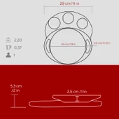 Lava Döküm Yuvarlak Saç Kavurma Tavası Döküm Demir Yekpare Çift Kulplu Kayın Servis Ahşabı Çap(Ø)20cm. (Sos kapları dahil değildir)-Bordo thumbnail 5