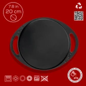 Lava Döküm Yuvarlak Saç Kavurma Tavası Döküm Demir Yekpare Çift Kulplu Çap(Ø)20cm.-Bordo thumbnail 4