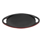 Lava Döküm Yuvarlak Saç Kavurma Tavası Döküm Demir Yekpare Çift Kulplu Çap(Ø)20cm.-Bordo thumbnail 1