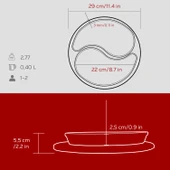 Lava Döküm Damla Formlu 2'li Set Yingyang Fajita Tabağı Kayın Servis Ahşabı Ölçü 10x20cm.-Bordo thumbnail 5