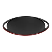 Lava Döküm Yuvarlak Saç Kavurma Tavası Döküm Demir Yekpare Çift Kulplu Çap(Ø)28cm.-Bordo thumbnail 1