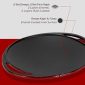 Lava Döküm Yuvarlak Saç Kavurma Tavası Döküm Demir Yekpare Çift Kulplu Çap(Ø)28cm.-Bordo thumbnail 6