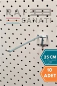 10 Adet Fon Kancası Delikli Pano Kancası 25 cm - Askı Kanca Raf Askısı Raf Aksesuar Tel Askı Raf Kancası thumbnail 1