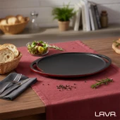 Lava Döküm Yuvarlak Saç Kavurma Tavası Döküm Demir Yekpare Çift Kulplu Çap(Ø)28cm.-Bordo thumbnail 7