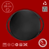 Lava Döküm Yuvarlak Saç Kavurma Tavası Döküm Demir Yekpare Çift Kulplu Çap(Ø)28cm.-Bordo thumbnail 4