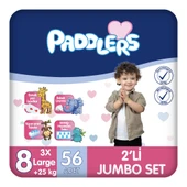 Paddlers Bebek Bezi 8 Numara XXX-Large 56 Adet (25+Kg) 2'li Jumbo Set thumbnail 1