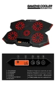 FRISBY Fnc-5255b Gp5 E-sport Design 5 Fanlı Ledli Lcd Kontrol Panelli 15-17" Pro Standlı Notebook Soğutucu thumbnail 3