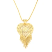 Altın Kaplama Hint Model Desenli Kolye KLY-647 thumbnail 2