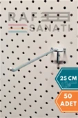 50 Adet Fon Kancası Delikli Pano Kancası 25 cm - Askı Kanca Raf Askısı Raf Aksesuar Tel Askı Raf Kancası thumbnail 1