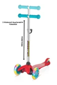 Tntech 3 Tekerlekli (7Renk Işıklı) Gövde Sıkıştırma Mandallı Yükseklik Ayarlı Işıklı Scooter thumbnail 2
