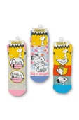 PEANUTS Snoopy Lisanslı Kız Çocuk 3 Çift Soket Çorap 21603 thumbnail 3
