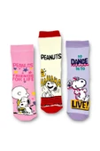 PEANUTS Snoopy Lisanslı Kız Çocuk 3 Çift Havlu Soket Çorap 21604 thumbnail 1
