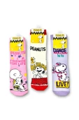 PEANUTS Snoopy Lisanslı Kız Çocuk 3 Çift Havlu Soket Çorap 21604 thumbnail 3