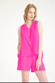 Keten Fuşya Kolsuz Bluz Şort İkili Takım thumbnail 1