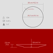 Lava Döküm Yuvarlak Servis Tabağı Çap(Ø)25cm.-Bordo - 5