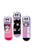 SANRIO Kuromi Lisanslı Kız Çocuk 3 Çift Soket Çorap 23065 thumbnail 3