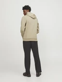 Jack Jones Erkek  Regular Fit Kanguru Cepli Yumuşak Dokulu Krem Kapüşonlu Sweatshirt 12216335KR - 5