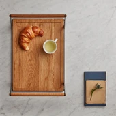 Modern Çay Kahve Kahvaltılık Ve Sunum Tepsisi Metal Özel Seri Doğal Ahşap Meşe - 4