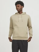Jack Jones Erkek  Regular Fit Kanguru Cepli Yumuşak Dokulu Krem Kapüşonlu Sweatshirt 12216335KR - 3