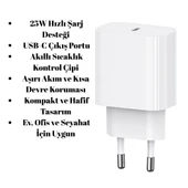 25W USB-C Hızlı Şarj Adaptörü  Akıllı Çipli, Güvenli ve Kompakt Tasarım - 1