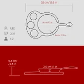 Lava Döküm Yuvarlak Kızartma Tavası Yekpare Saplı Kayın Ahşap Altlık. Çap(Ø)16cm. (Bu ürüne sos kapları dahil değildir)-Bordo thumbnail 5