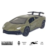 Çek Bırak Metal Küçük Arabalar 8 cm - 6411A - Haki - 1