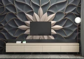 3 Boyutlu Beyaz Çiçek, Kabartma Siyah Duvar Kağıdı thumbnail 3