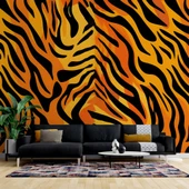 3 Boyutlu Leopar Motif Desenli Duvar Kağıdı - 1