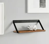 Metal Ayaklı 3'lü Duvar Rafı - Demir Ayaklı Doğal Ahşap Duvar Kitaplığı 20x35x50 cm - 5