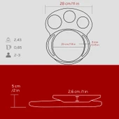 Lava Döküm Yuvarlak Sahan Döküm Demir Yekpare Çift Kulplu Kayın Servis Ahşabı Çap(Ø)20cm. (Sos kapları dahil değildir.)-Bordo thumbnail 5