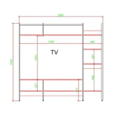 Metal Tv Ünitesi, Tv Sehpası, Duvar Ünitesi Atlantik Çam Metal Ayaklı Siyah 200x34x185 - 6
