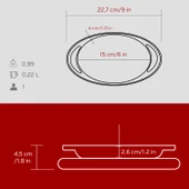 Lava Döküm Oval Sahan Döküm Demir Yekpare Çift Kulplu Kayın Servis Ahşabı Ölçü 15x10cm.-Bordo thumbnail 5