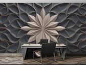 3 Boyutlu Beyaz Çiçek, Kabartma Siyah Duvar Kağıdı thumbnail 4