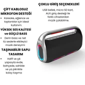 RGB Işıklı Kablosuz Bluetooth Hoparlör  18.000 mAh Batarya, Çift Mikrofonlu Karaoke Speaker, Güçlü Bass, Taşınabilir Party Speaker - 7