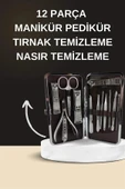 Elektrikli Manikür Pedikür Seti İkili Set 12 Parça Tırnak Bakımı Törpü Protez Çıkarma thumbnail 1