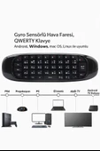 Wireless 2.4 GHz Sihirli Smart Klavye Air Mouse Siyah   Andorid TV Kumanda - 2