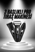 3'lü Set Saç Sakal Kesme Traş Makinesi Burun Kılı Alma Tıraş Makinesi thumbnail 2