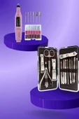 Elektrikli Manikür Pedikür Seti İkili Set 12 Parça Tırnak Bakımı Törpü Protez Çıkarma thumbnail 5