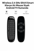 Wireless 2.4 GHz Sihirli Smart Klavye Air Mouse Siyah   Andorid TV Kumanda - 1