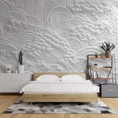3 Boyutlu Beyaz Köpük Kabartma Duvar Temalı Duvar Kağıdı thumbnail 2