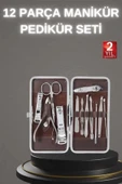 12 Parça Paslanmaz Çelik Kompakt ve Taşınabilir Manikür Makası Tırnak Makası thumbnail 2