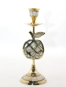 Pirinç Sedefli Tekli Şamdan 1636 - 1