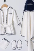 U.S. Polo Assn Erkek Bebek Bornoz Set Ekru thumbnail 2