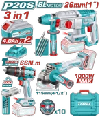 TOTAL 3 LÜ SET KIRICI DELİCİ-DARBELİ MATKAP TAŞLAMA TOSLI241198E thumbnail 2